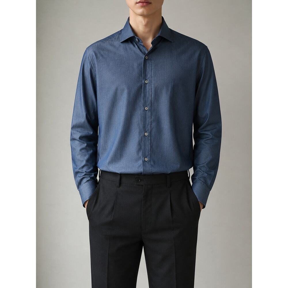 Berluti Cotton Chambray Shirt Blue